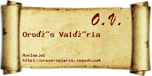 Orsós Valéria névjegykártya